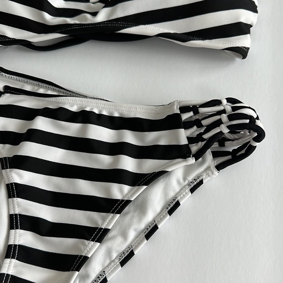 Forever21 Black and White Striped Bikini - Picture 3 of 4